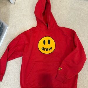 Authentic Drew House Red Hoodie with Yellow Logo